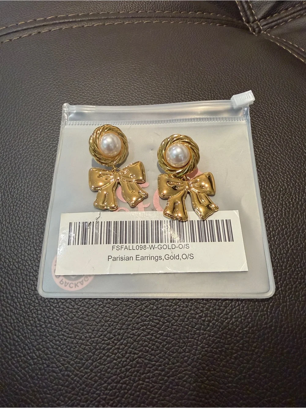 Gold Bow Pearl Clip-On Earrings